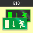 Знак E10 «Указатель двери эвакуационного выхода (левосторонний)» (фотолюм. пленка ГОСТ, 250х125 мм)